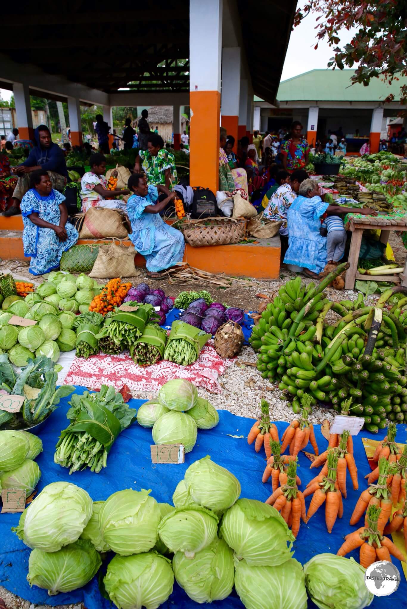 The busy market in Lenakel is full of local produce.