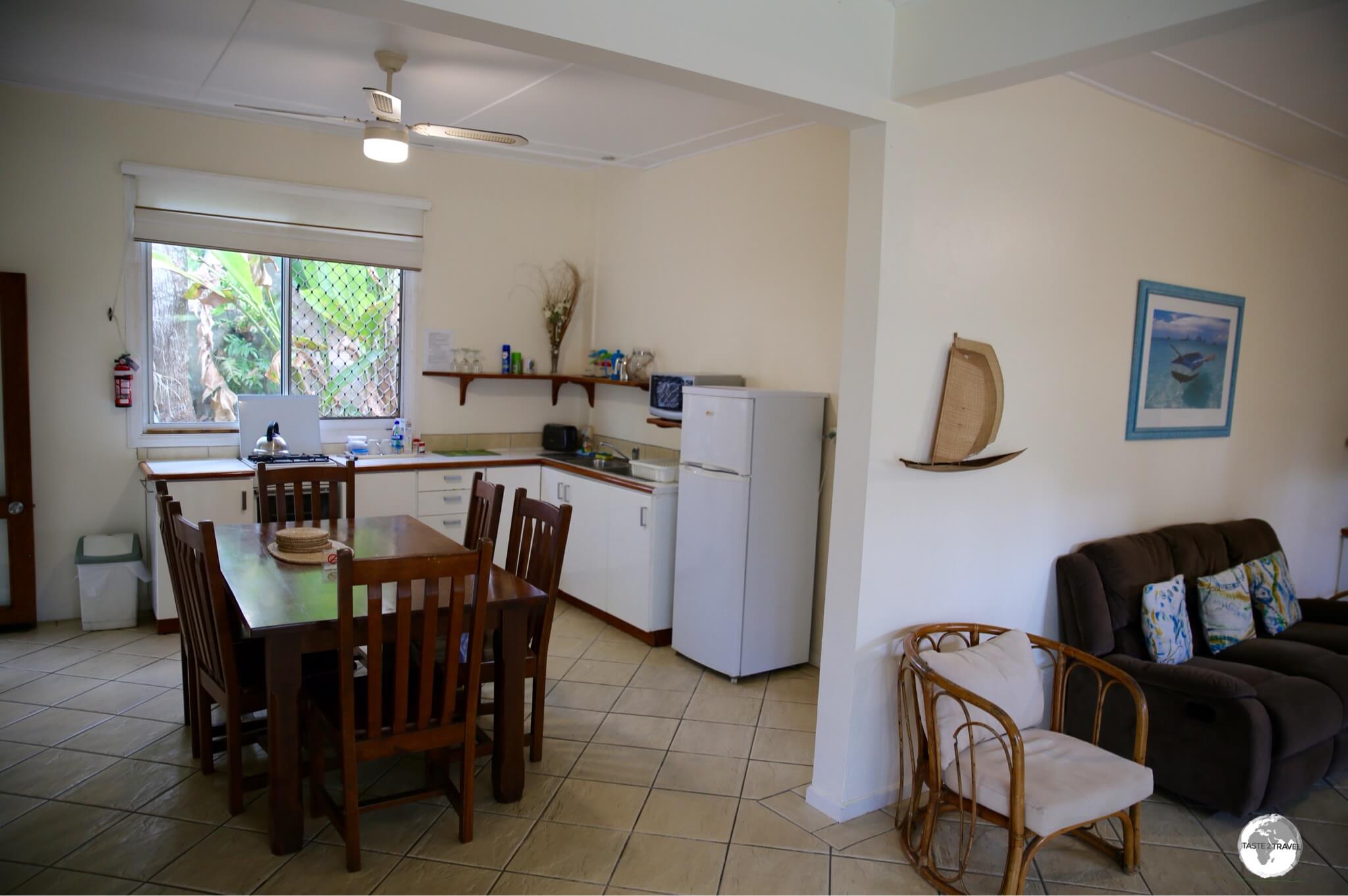 The kitchen in 'The Cottage' at Seachange Lodge.