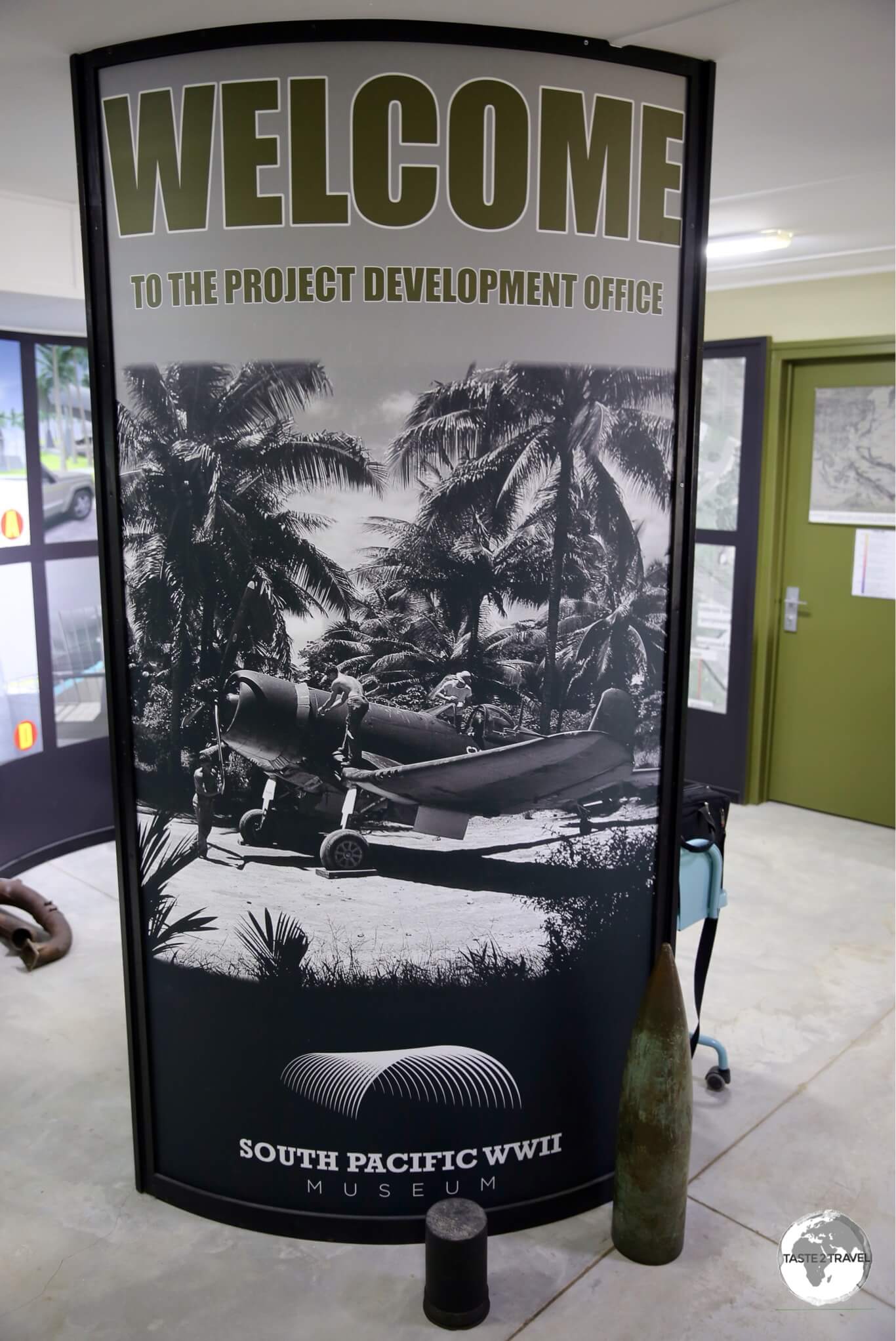 Displays at the development office of the South Pacific WWII Museum in Luganville.