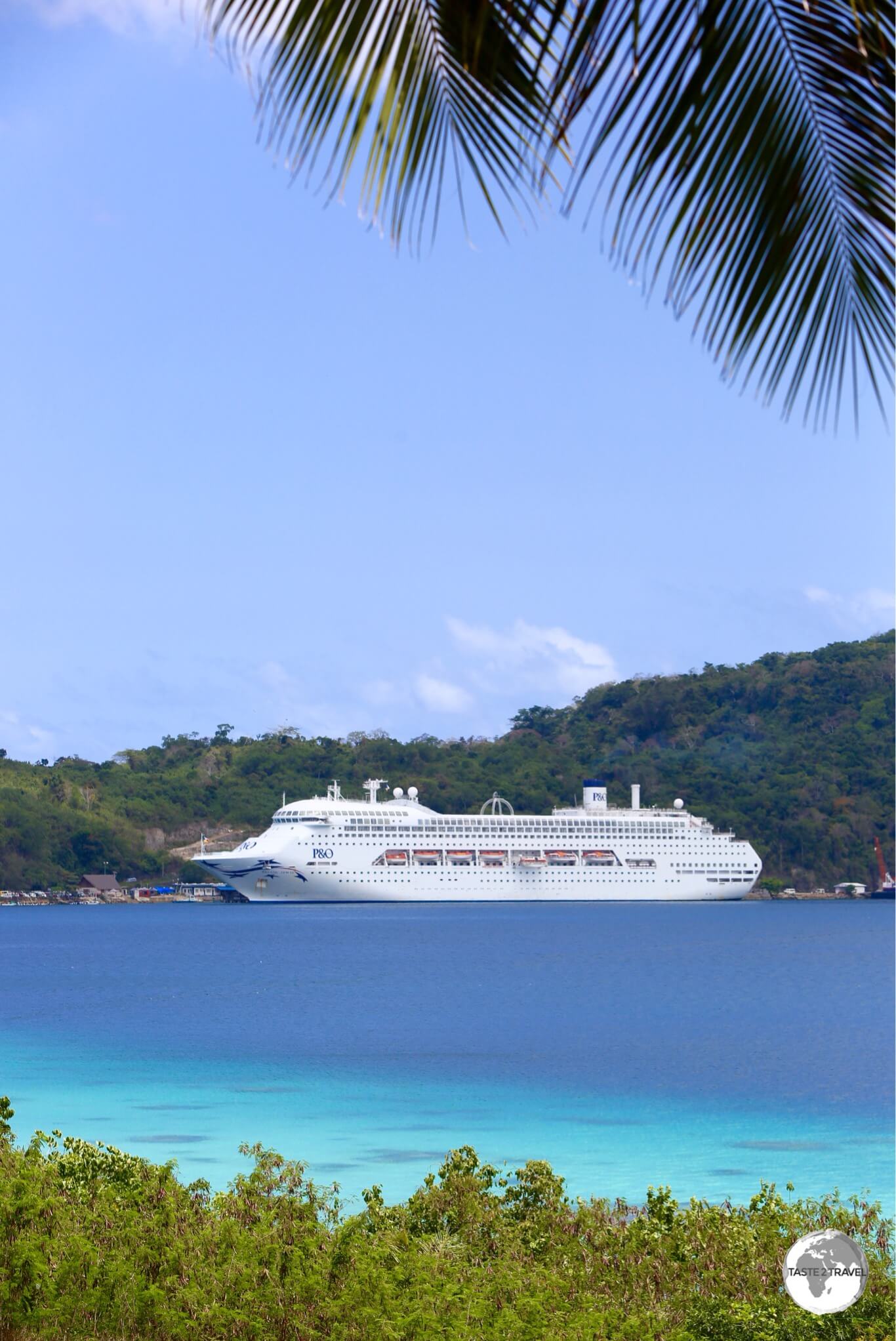 A P&O cruise ship in Port Vila. 