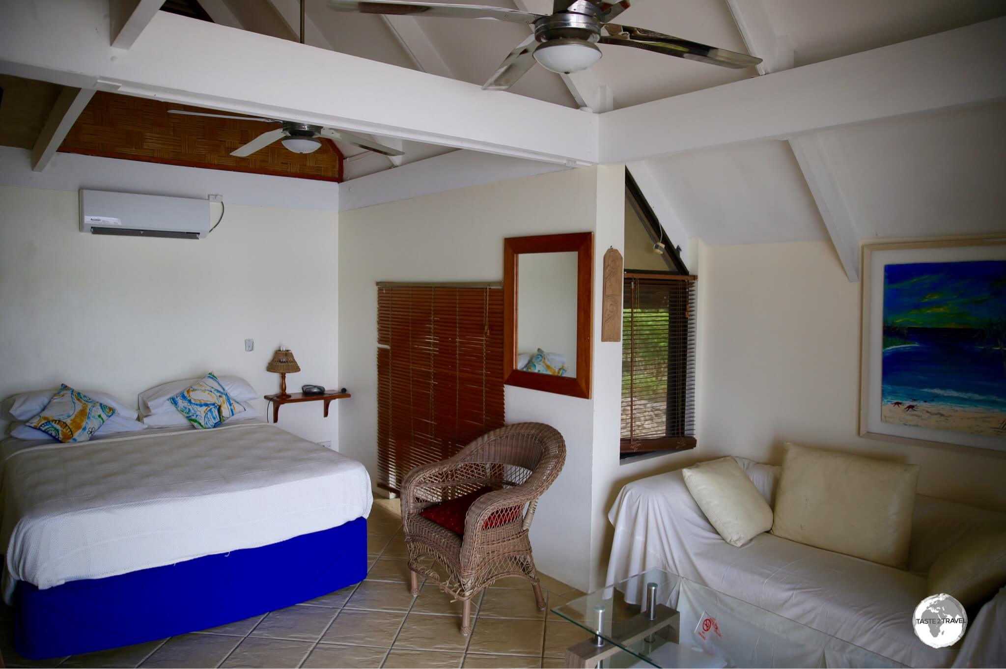 The bedroom in the 'Lagoon bungalow' at Seachange Lodge.