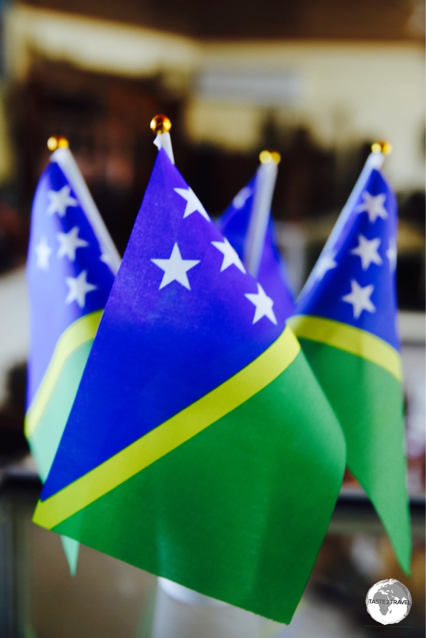 Souvenir flags of the Solomon Islands on sale in Honiara.