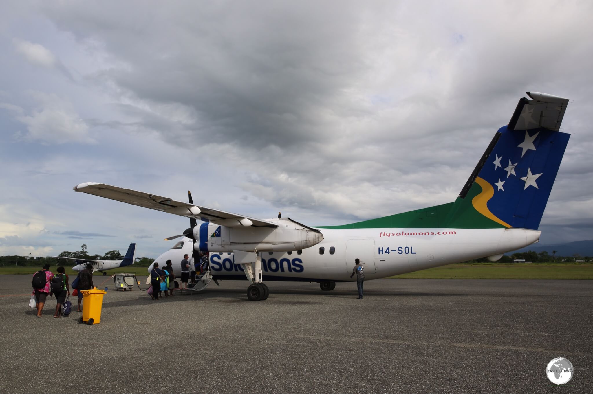 Boarding my Solomon Airways flight from Honiara to Munda.