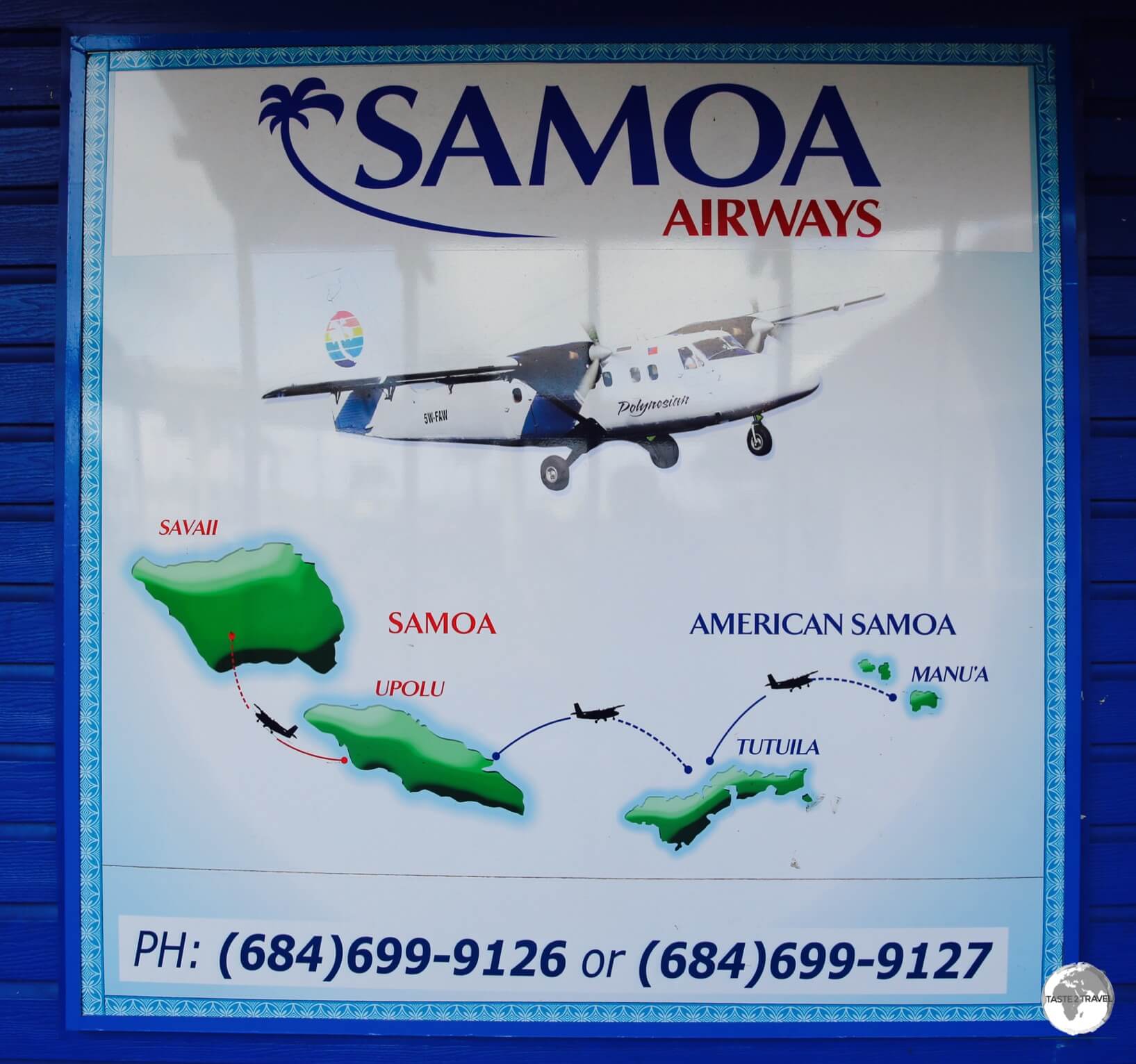 Samoa Airways 'route map' at Pago Pago airport. 