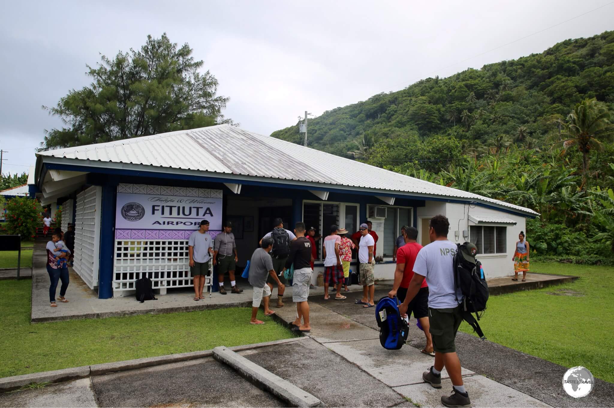 Arriving at Fitiuta airport on the island of Ta'u.