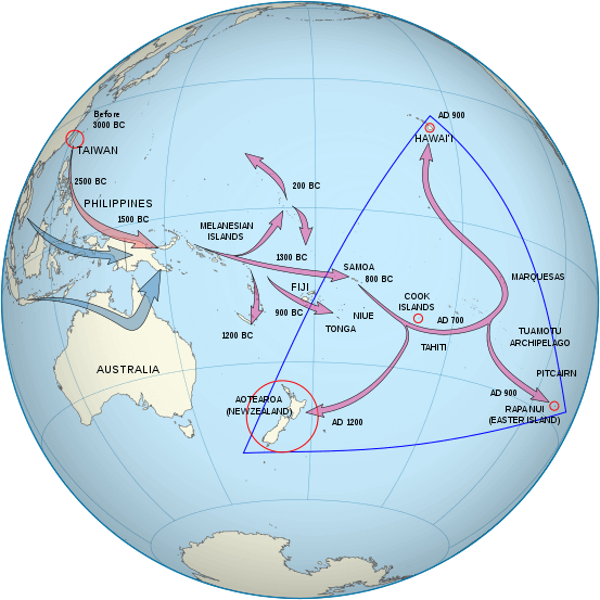 A map of the Polynesian Triangle.