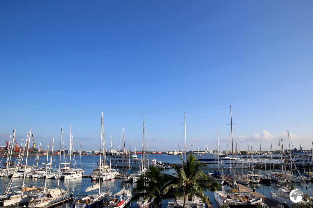 A very fine view of Papeete harbour from the balcony of my room at the Hotel Tahiti Tiare.