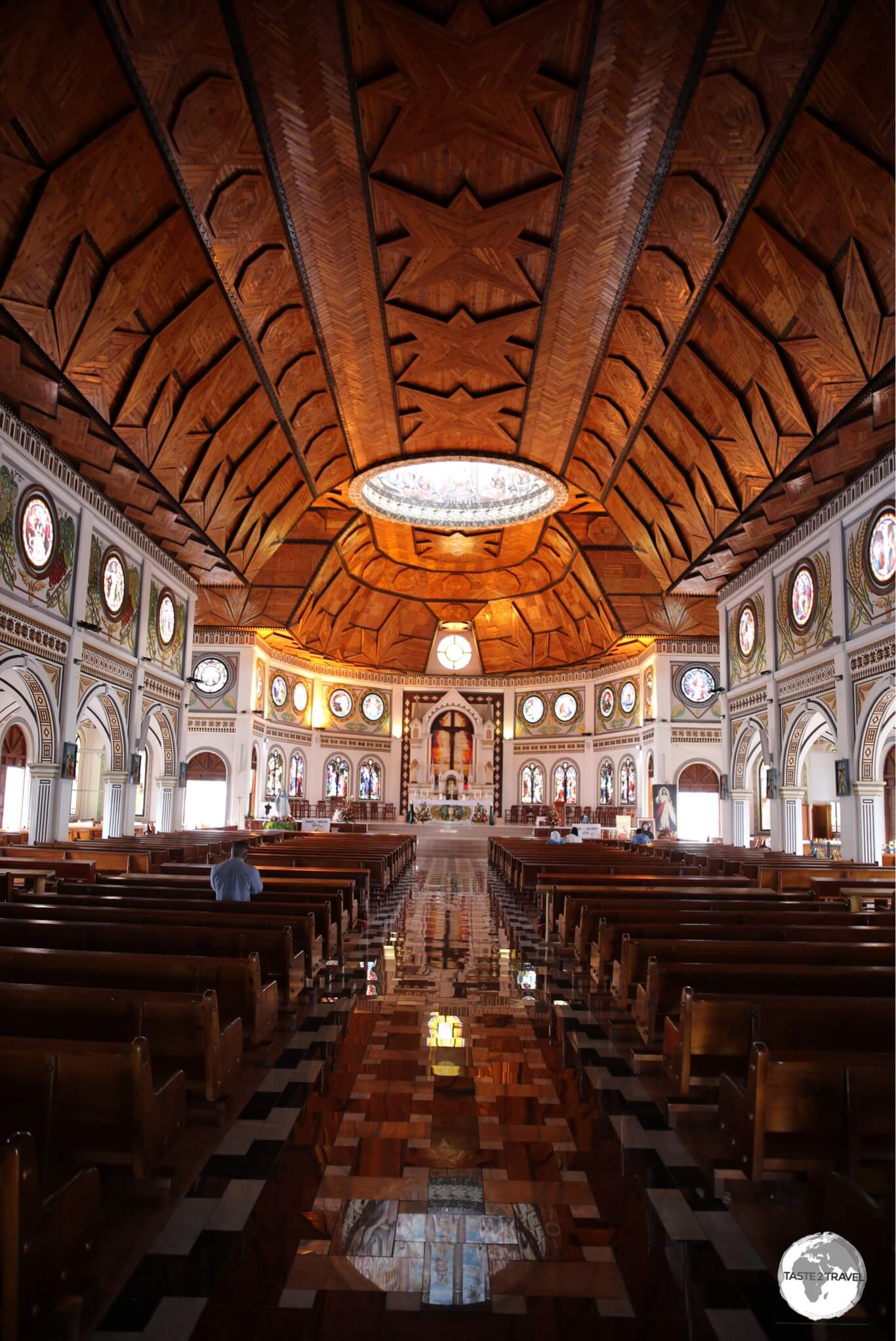 The striking interior of the Immaculate Conception Cathedral, which can accommodate 2,000 worshippers.