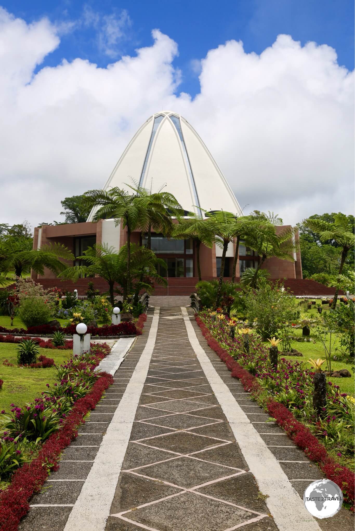 The gardens and temple at the Baha'i Temple.