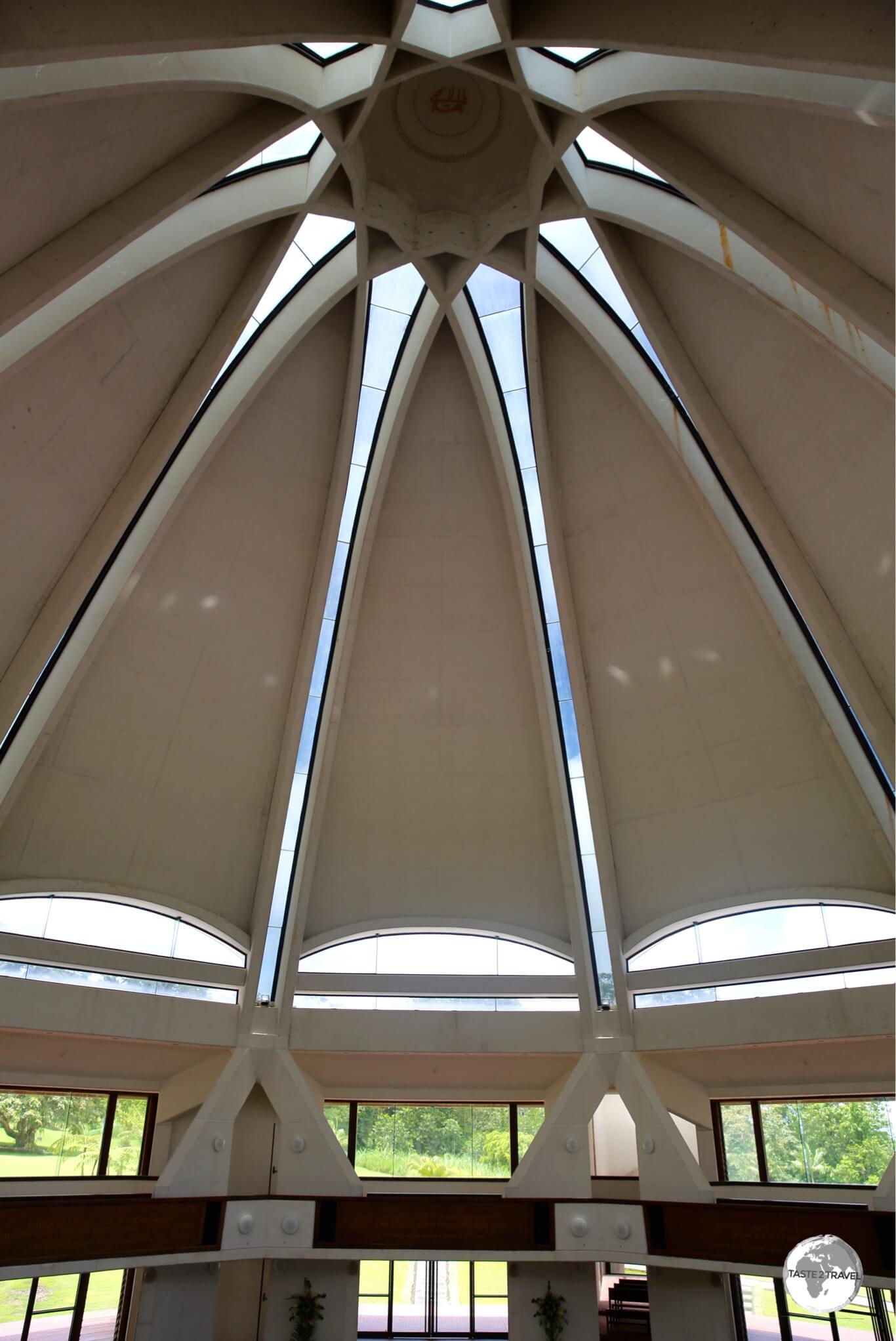 The striking interior of the Baha'i Temple.