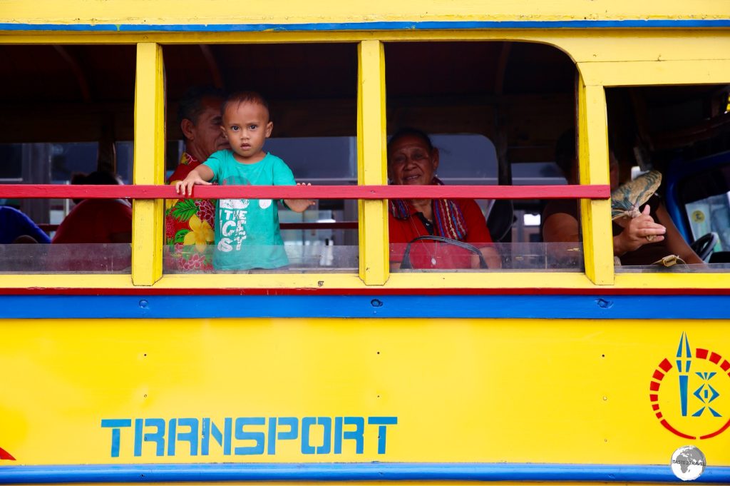 Waiting for the bus to depart from Apia.