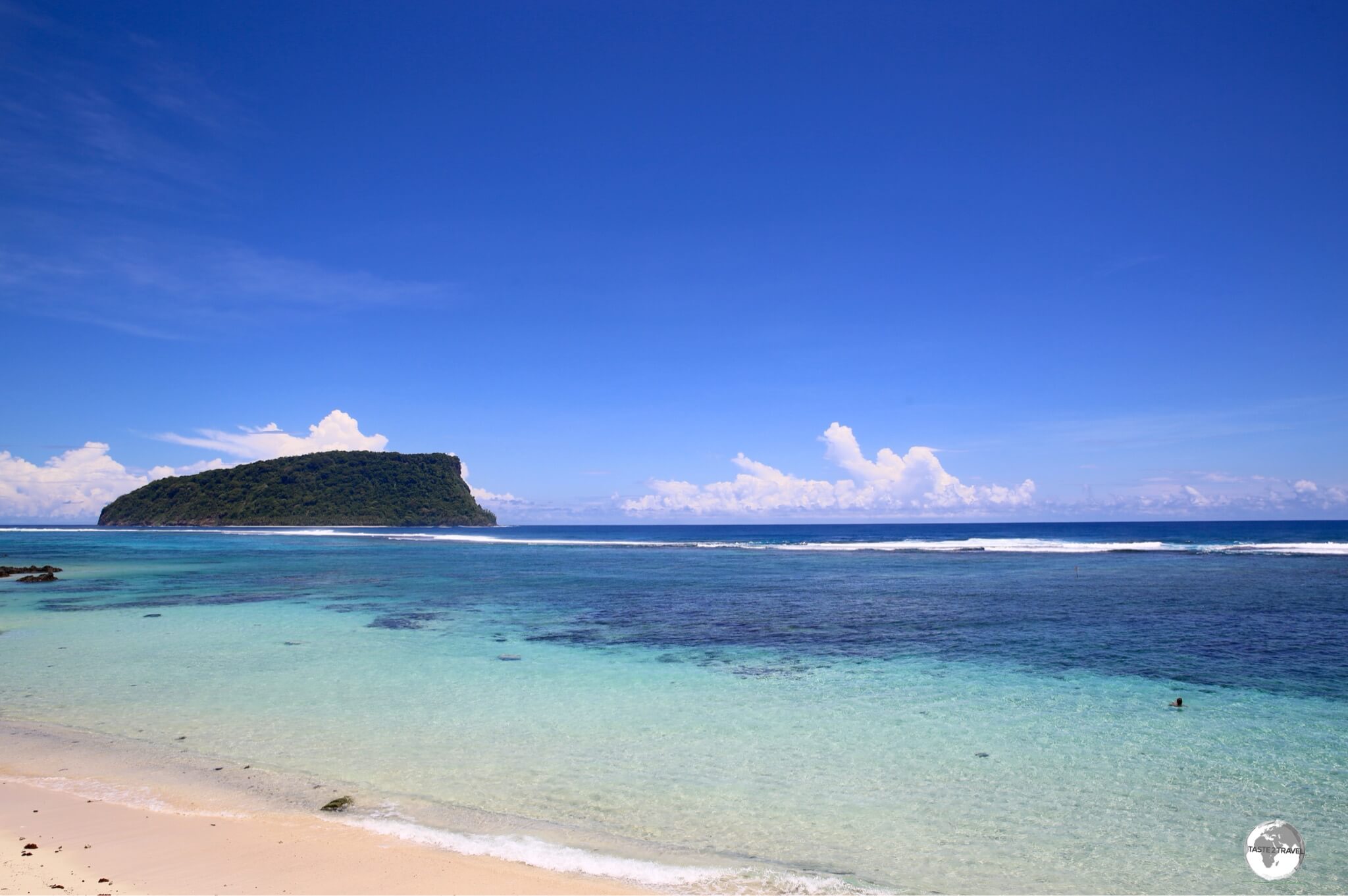 A view of the Lalomanu Beach, one of the finest south coast beaches. 