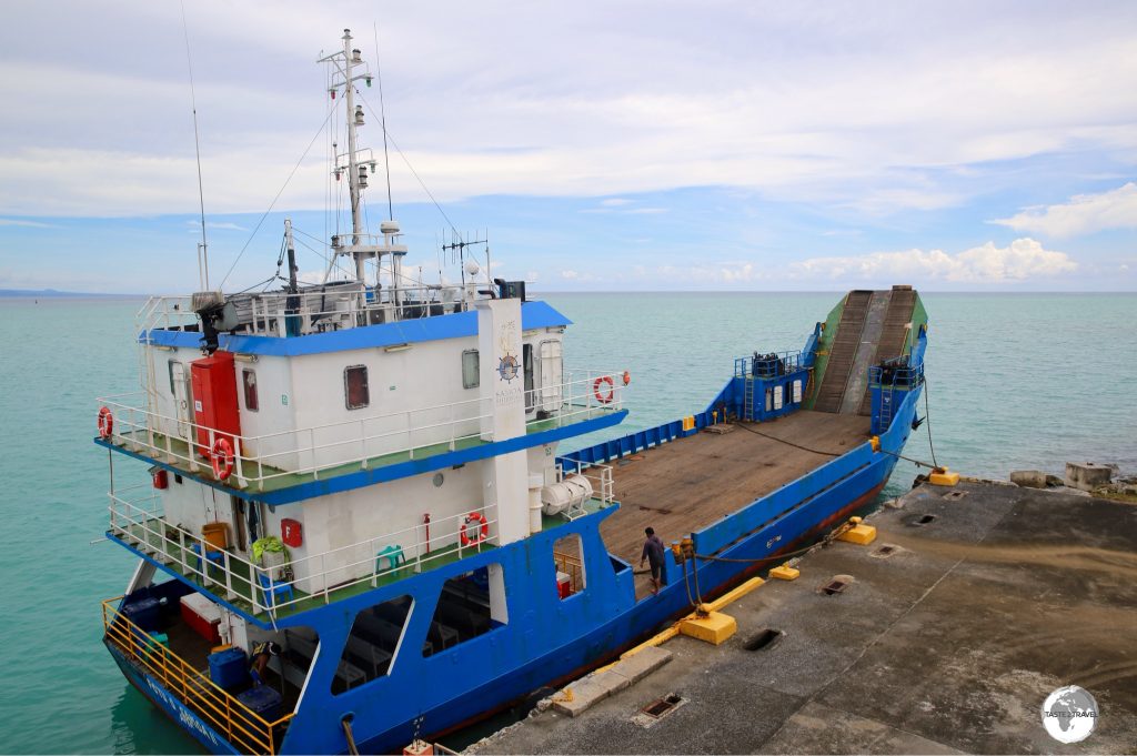 The smaller, less comfortable ferry offers standing room only for passengers.