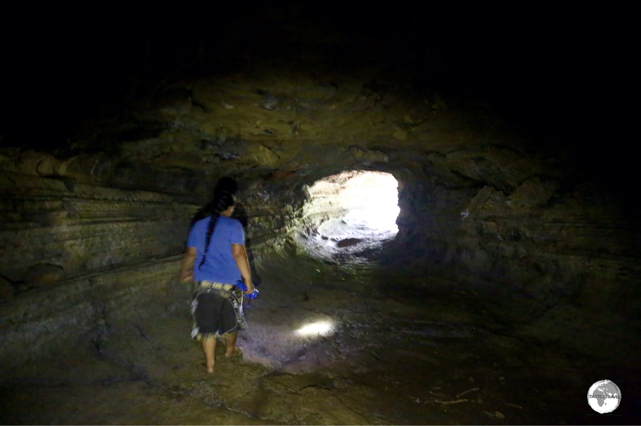 My guide, Lagi, inside the A'opo Lava Tube.