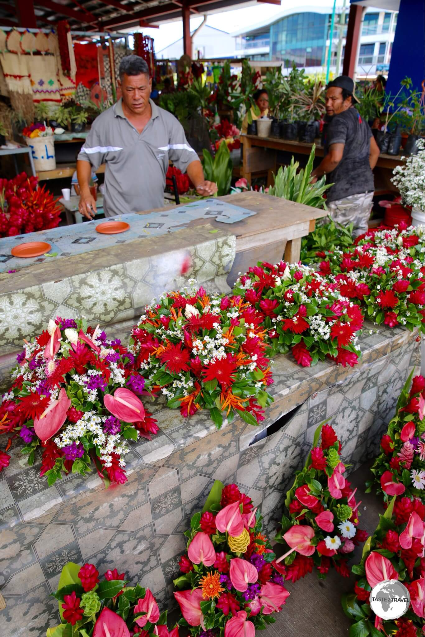 Flower seller at Apia's Fugalei market.