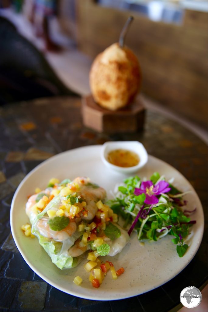 Delicious Vietnamese spring-rolls for lunch at Nourish Cafe.