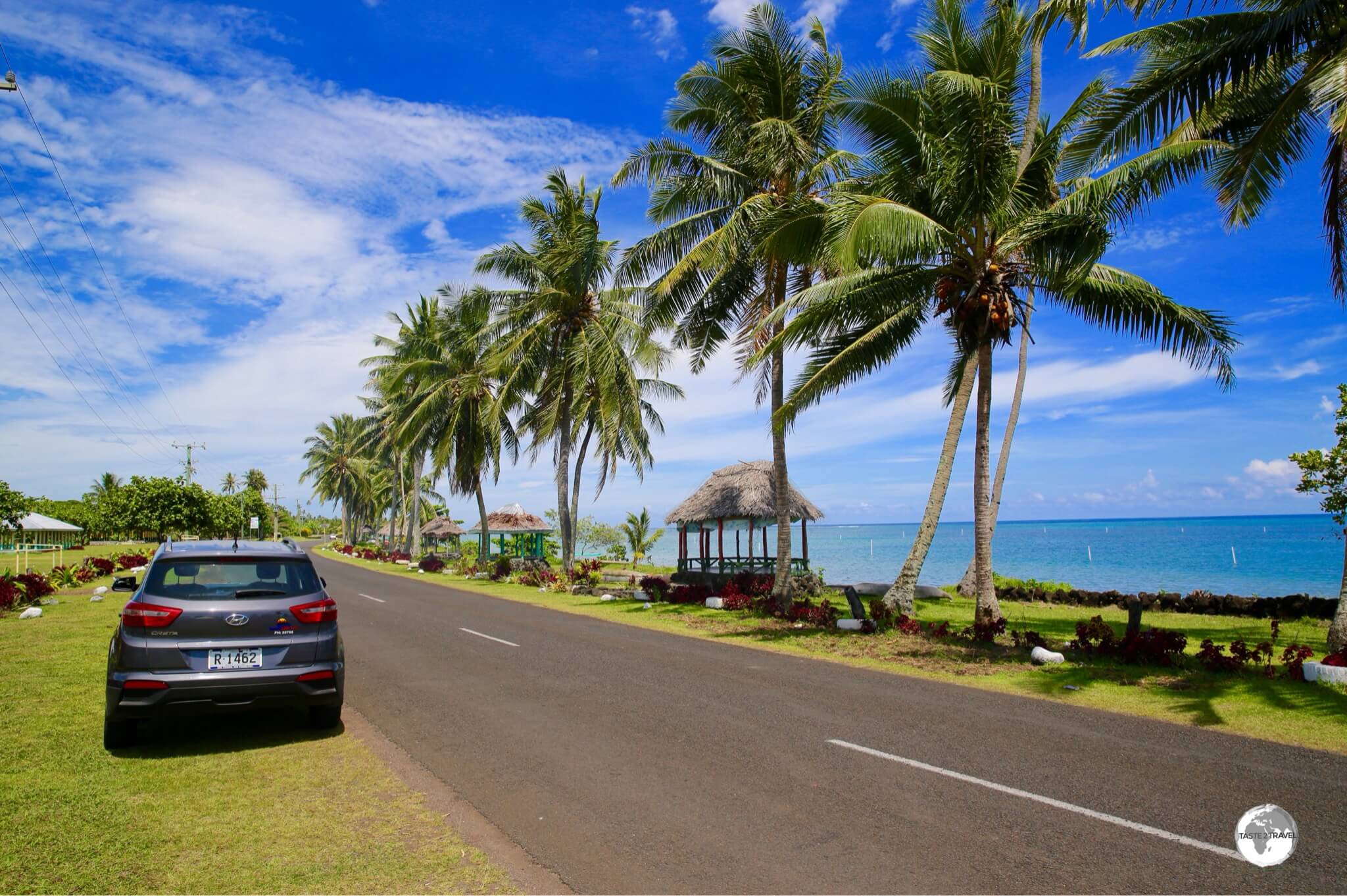 Touring picturesque Savai'i Island in my rental car.