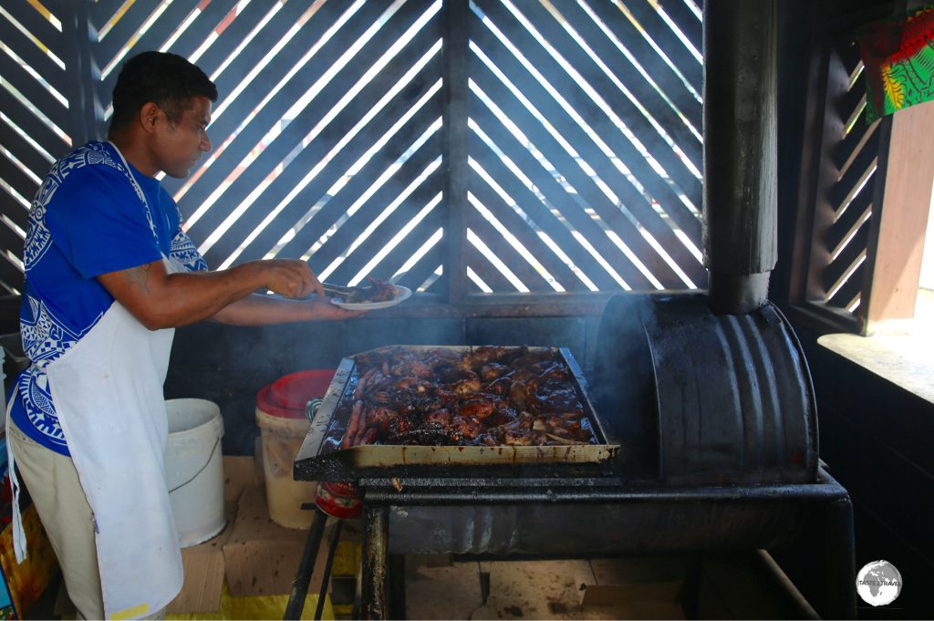 The grill master at Loui's BBQ restaurant.