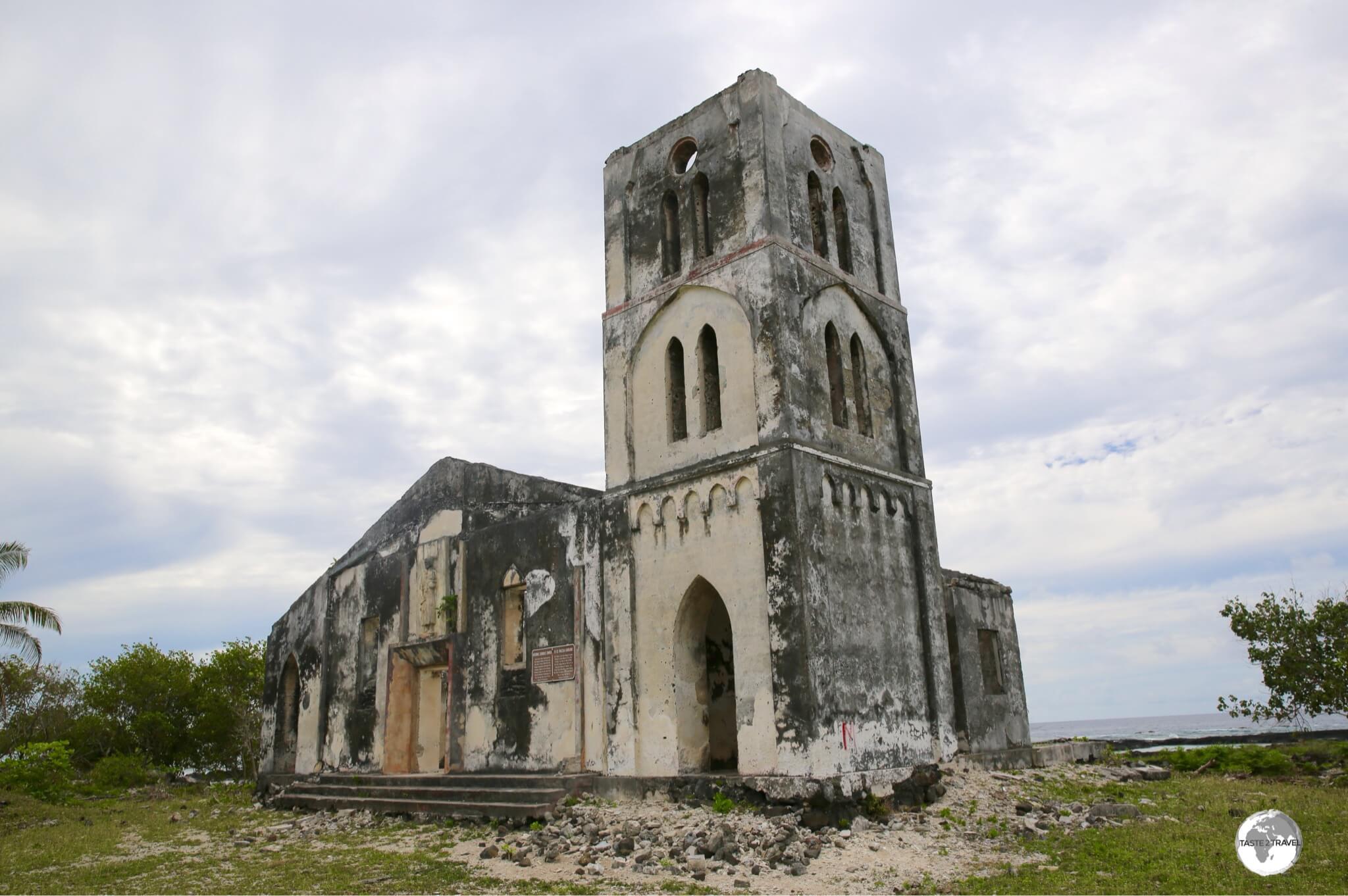 Falealupo Catholic Church was destroyed by the massive waves of cyclone Ofa in 1990. 