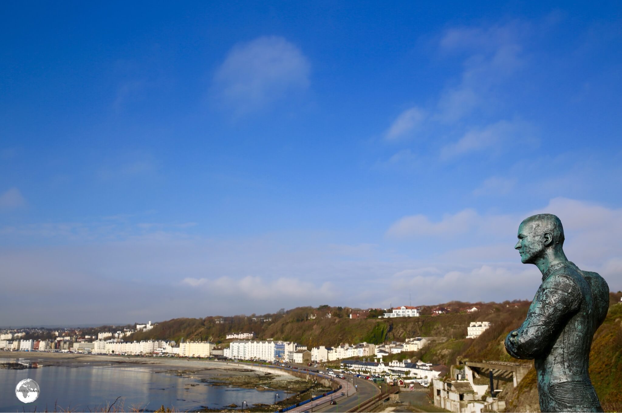 A view of the capital Douglas, which is located on a wide bay overlooking the Irish Sea. 