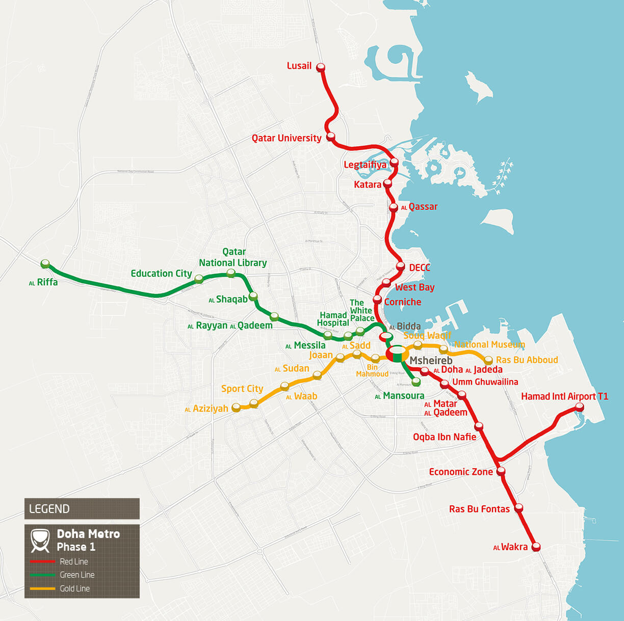 Doha Metro Route Map. 