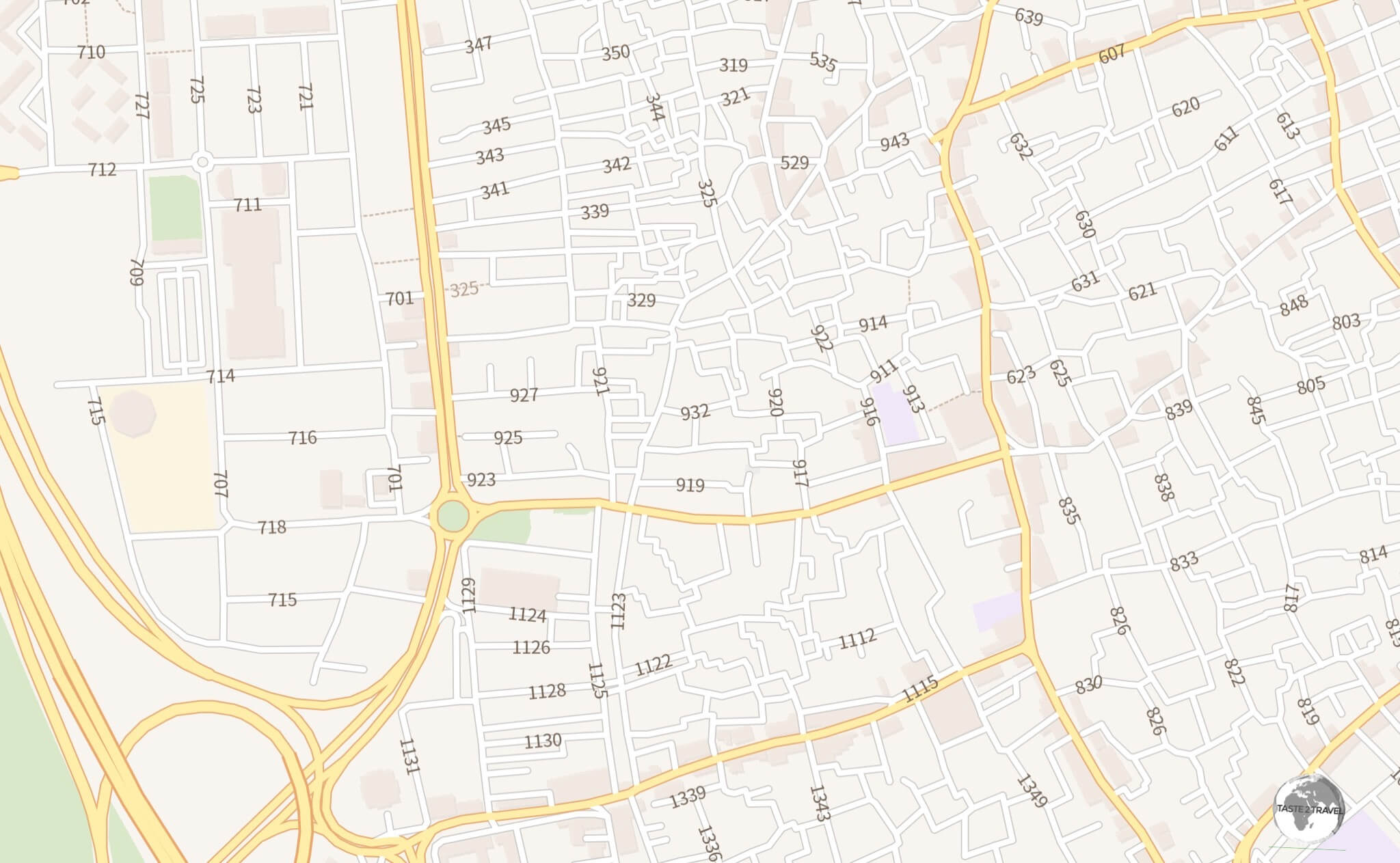 A section of a street map from Google Maps clearly shows the very confusing street naming convention used in Kuwait City.