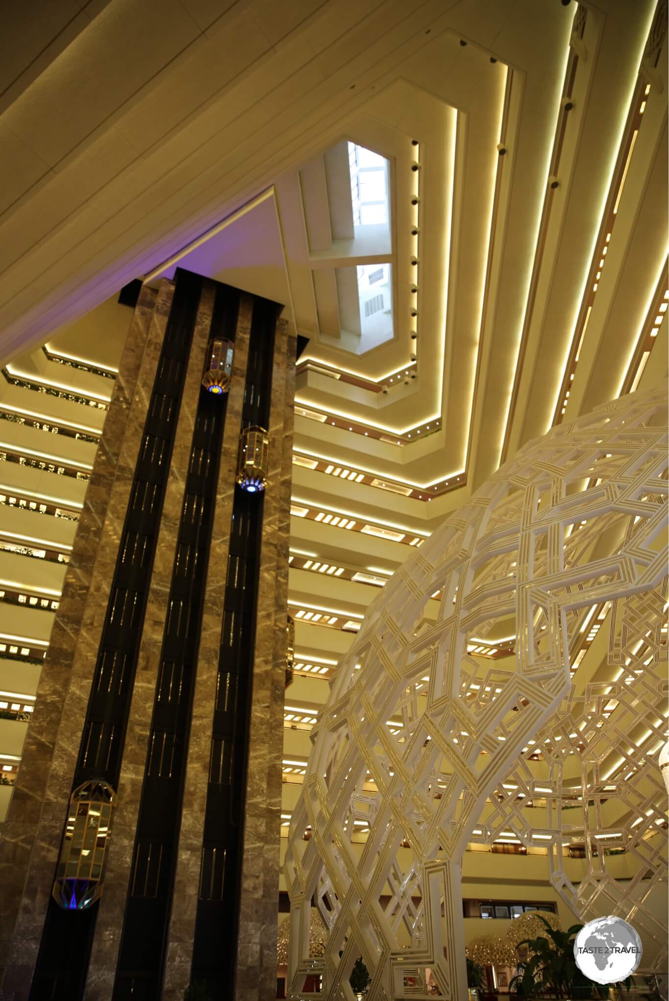 Lobby of the Sheraton Grand resort in Doha.