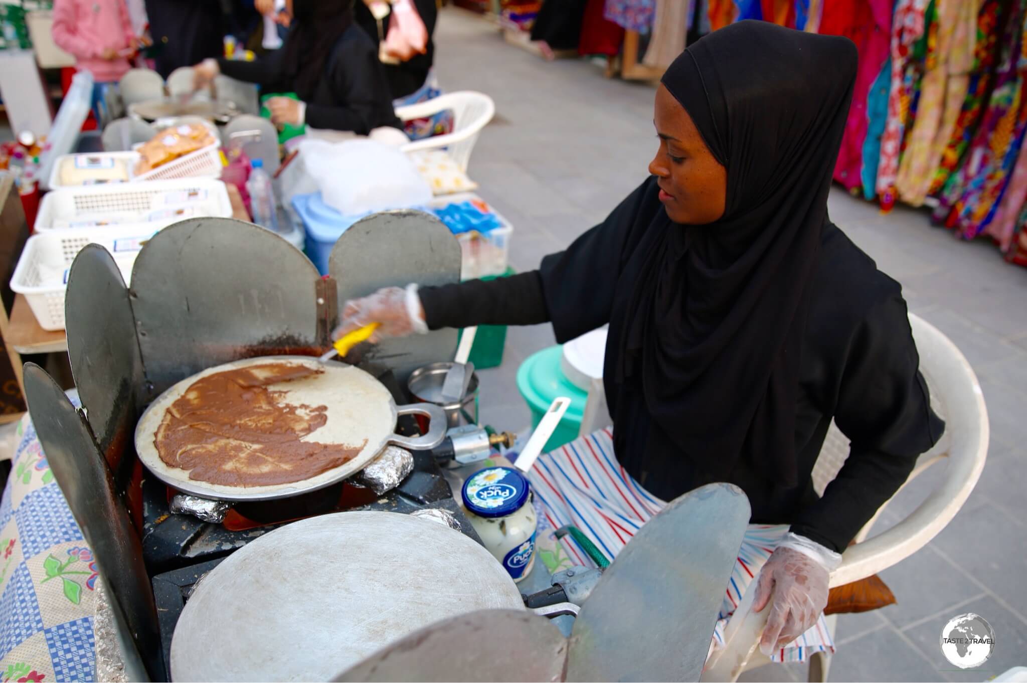 My Nutella crêpe dessert being prepared at Souk Waqif.