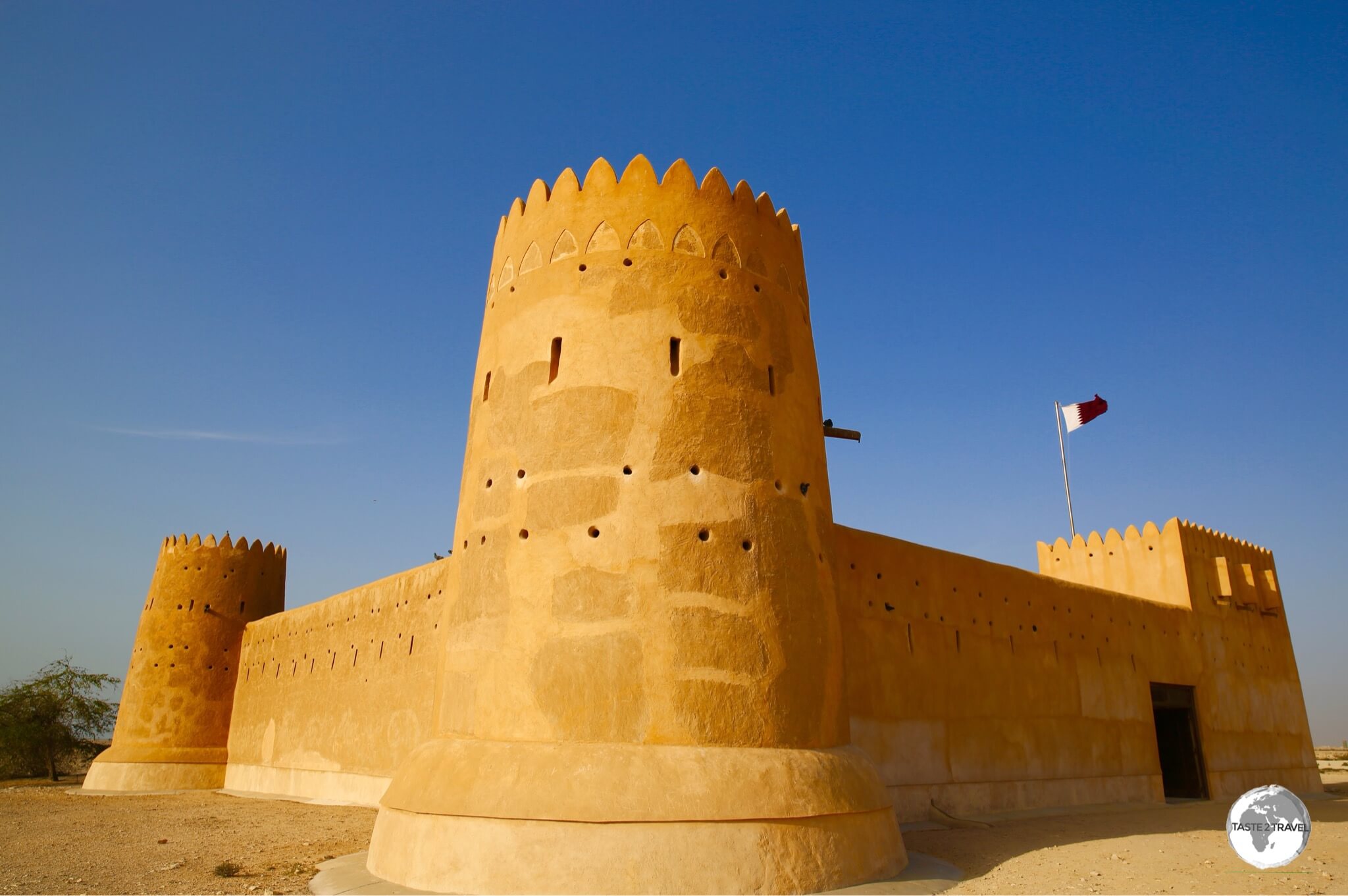 Al Zubarah fort aglow in the afternoon sunlight. 