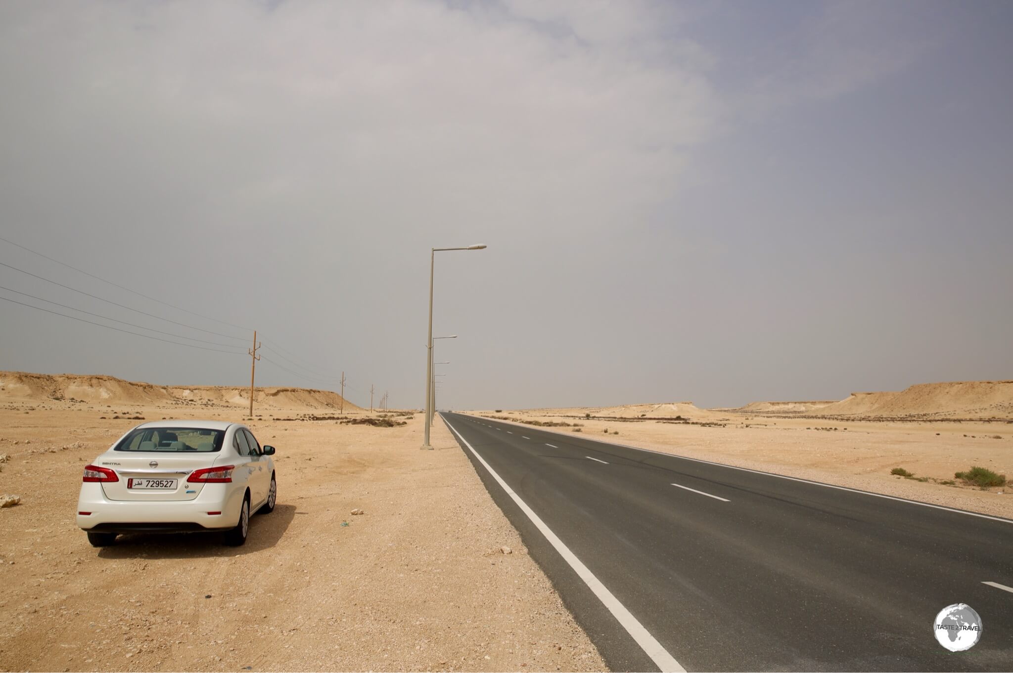 On the road to Zakreet in my rental car. 