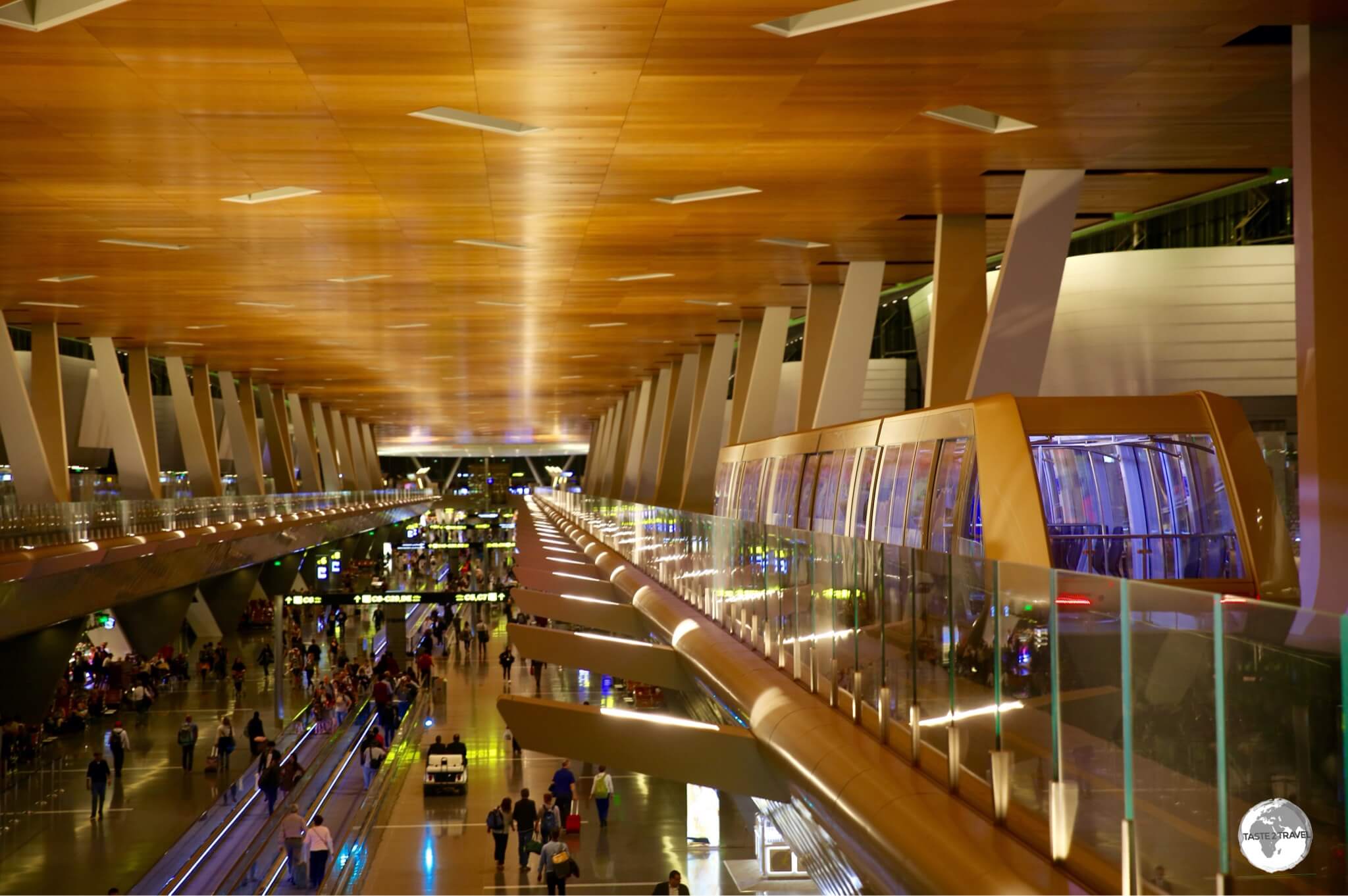 An air-side view of Hamid International Airport.