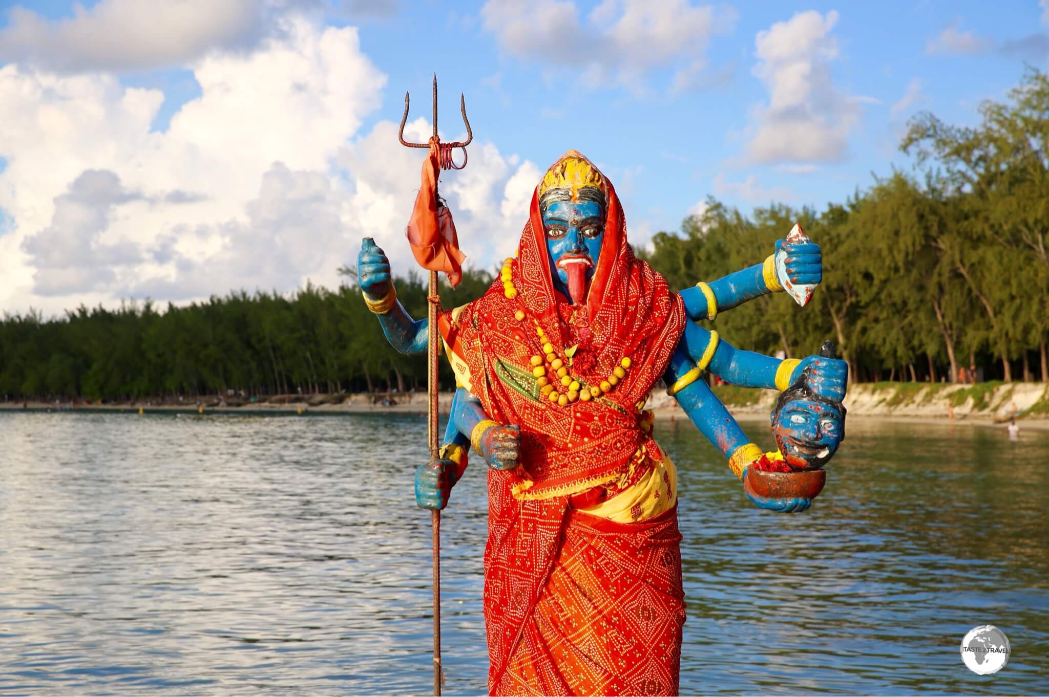 Kali, a Hindu goddess, at a seaside temple near Trou aux Biches.