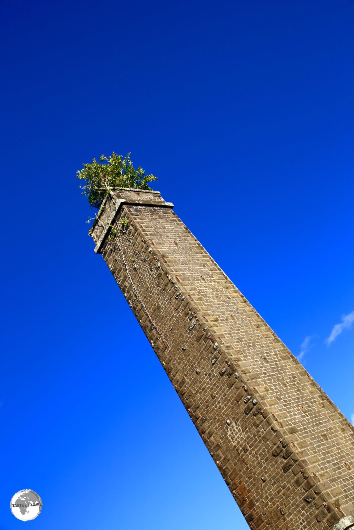 A chimney from an abandoned sugar mill on the south coast of Mauritius. 