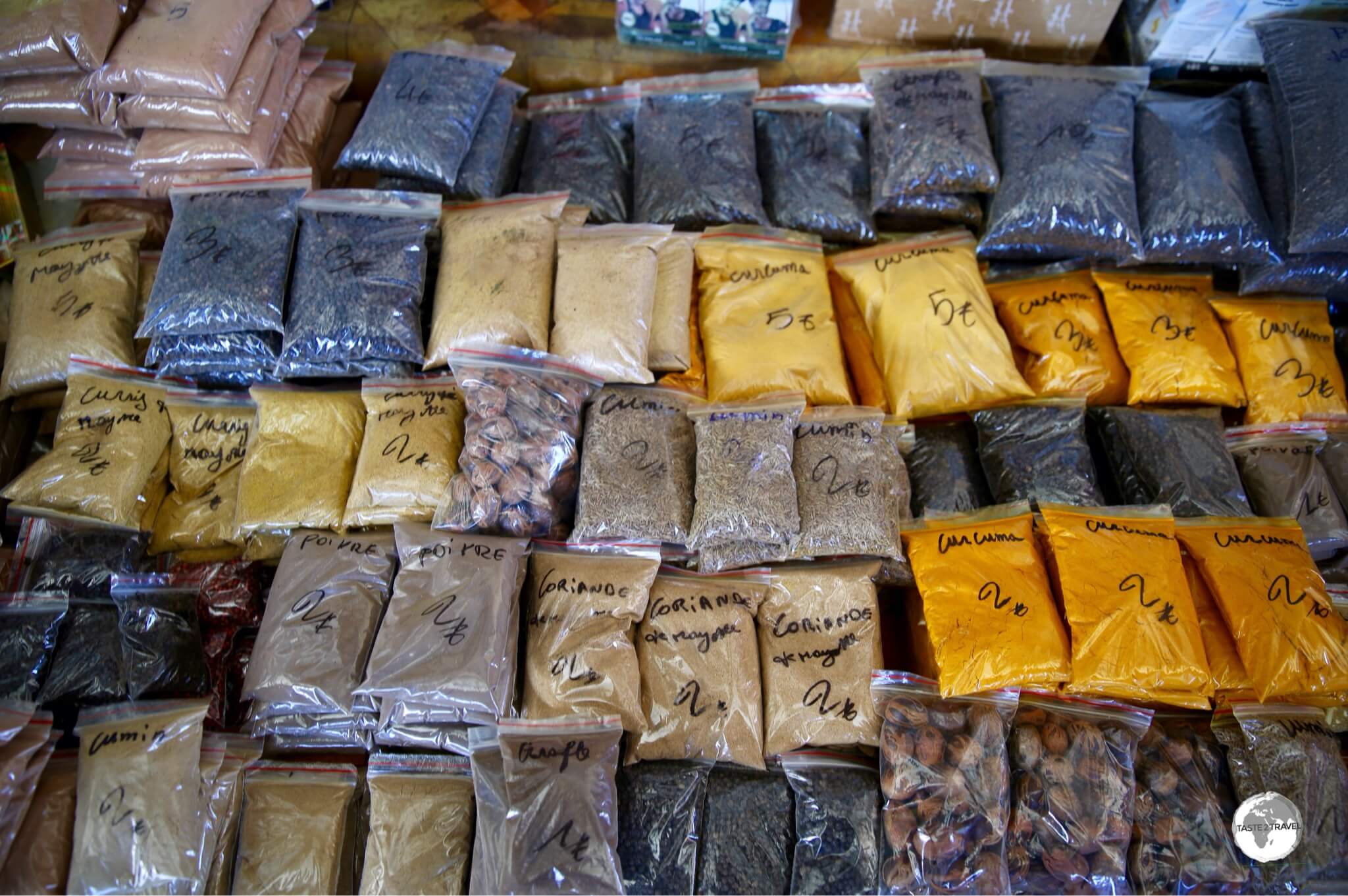 Spices for sale in Mamoudzou central market.