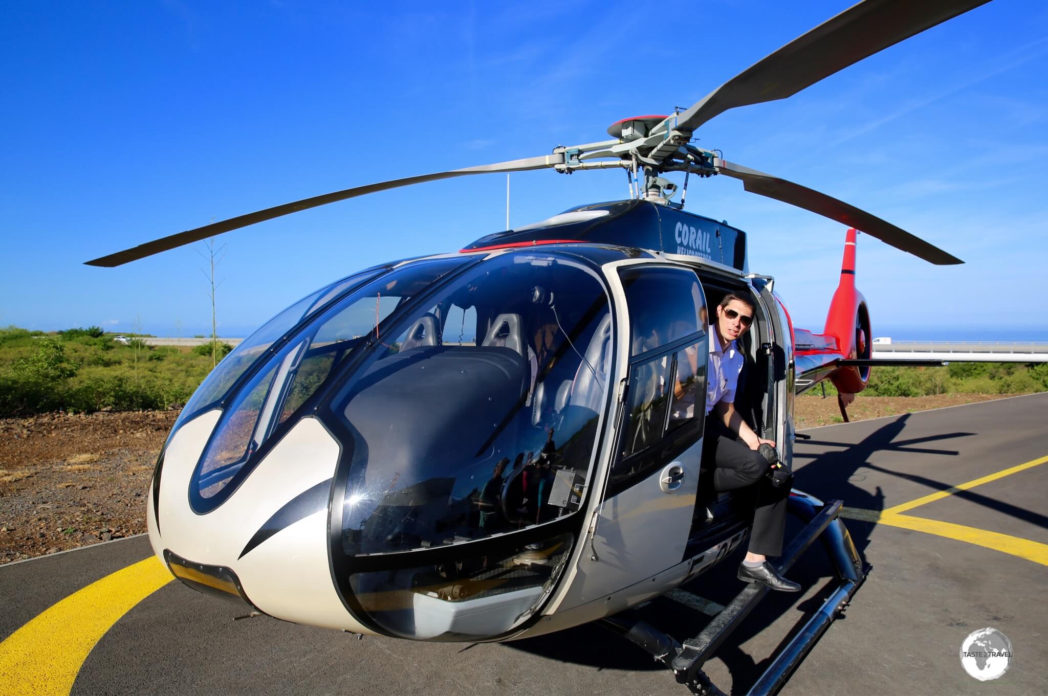 Our pilot from Corail helicopters, preparing us for our flight. 