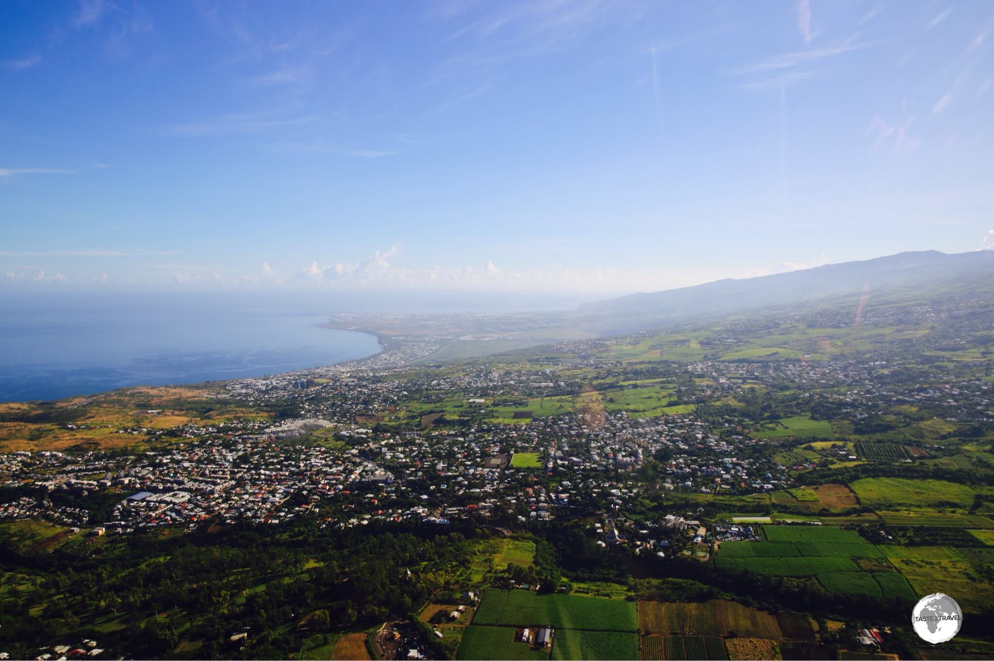 A view of the west coast of Réunion from my Corail helicopter flight.