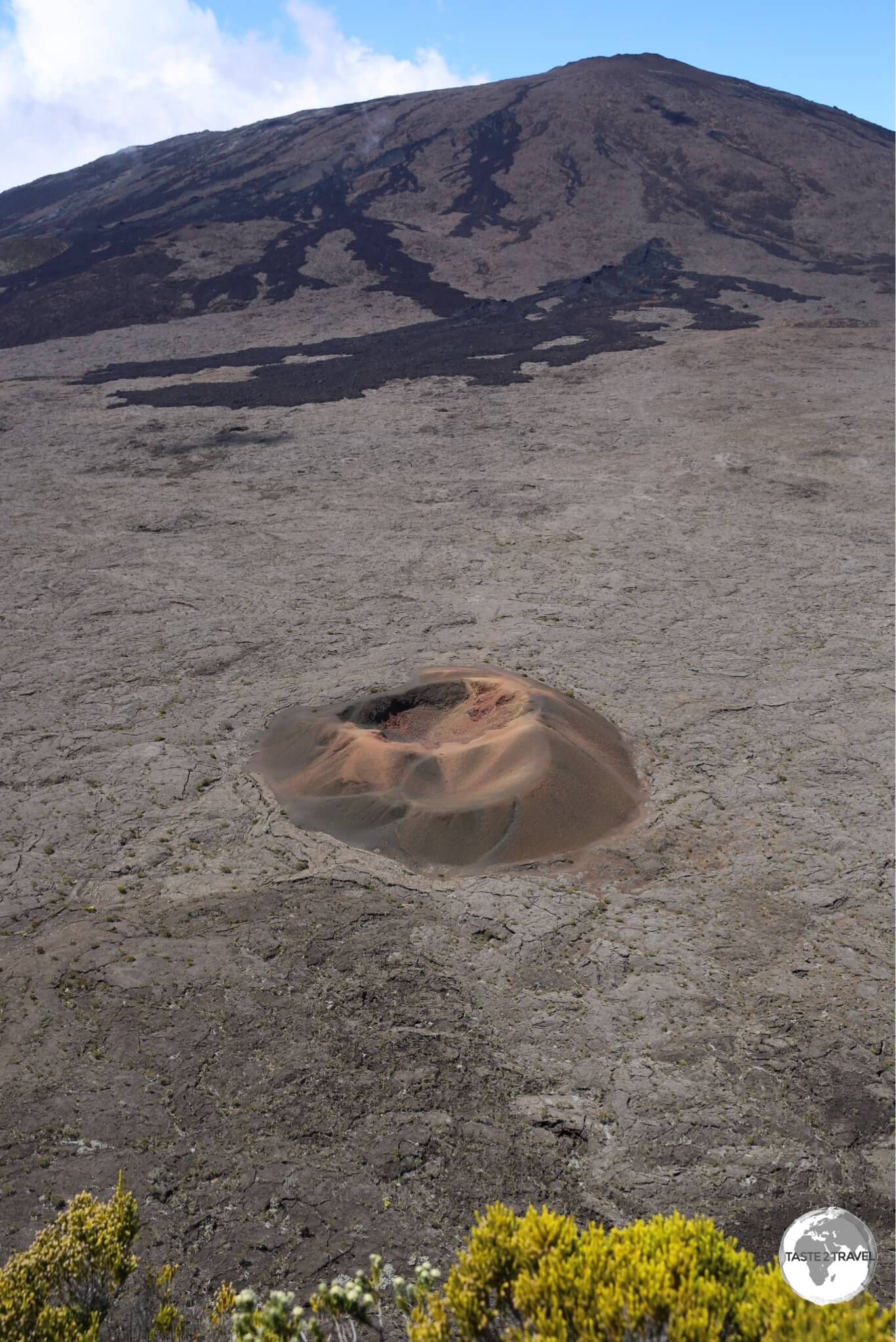 The Formica Leo crater at the Piton de la Fournaise volcano.