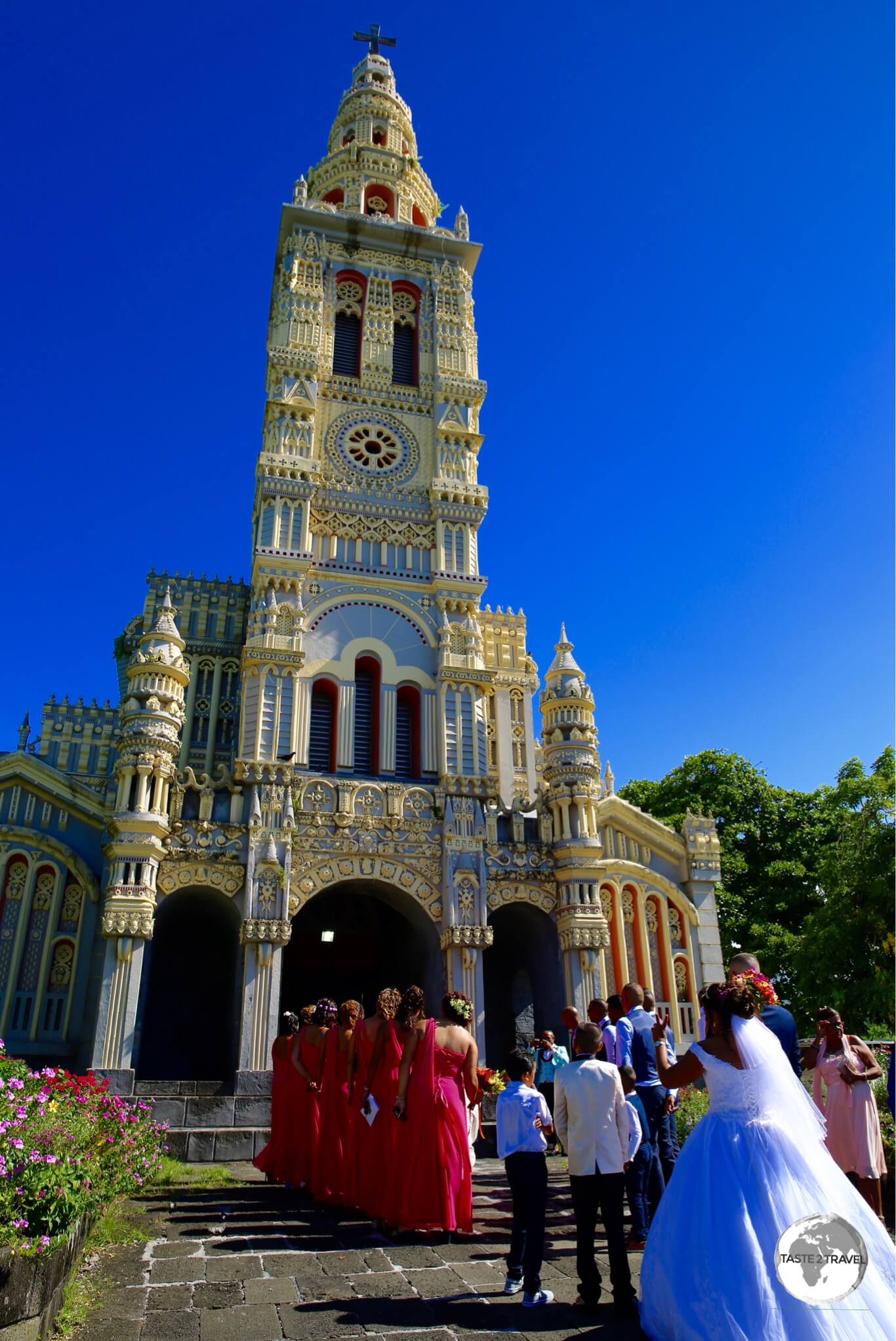 The ornate <i>Église Sainte Anne</i> dominates the town of St. Anne, and is a popular wedding venue.