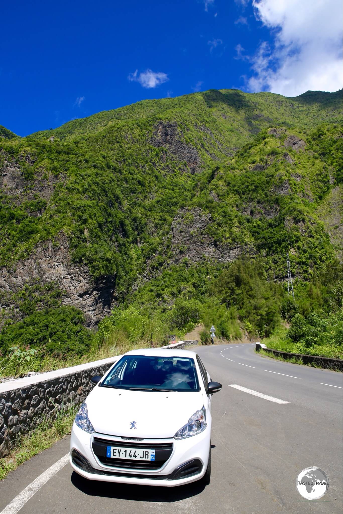 My rental car on the road to Cilaos.