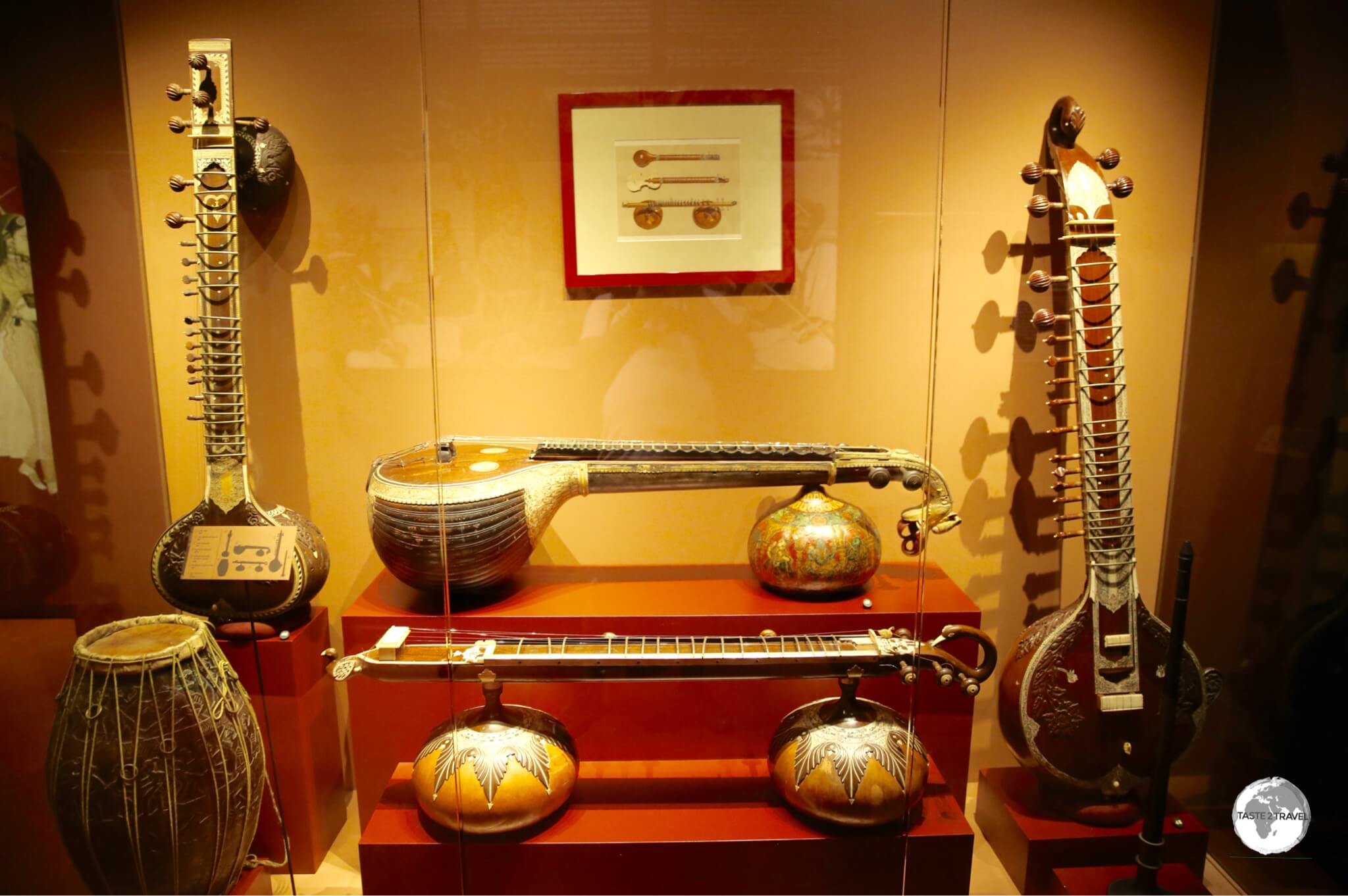 Just one of the many displays of musical instruments at the Maison Morange in Hell-bourg.