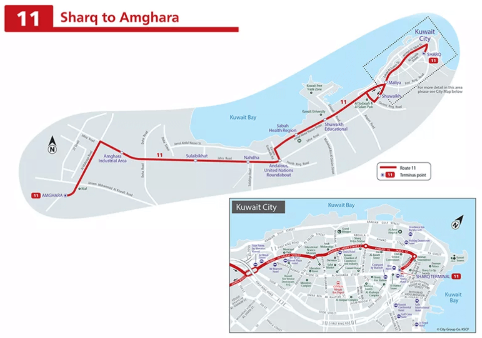 A Citybus bus route in Kuwait City.