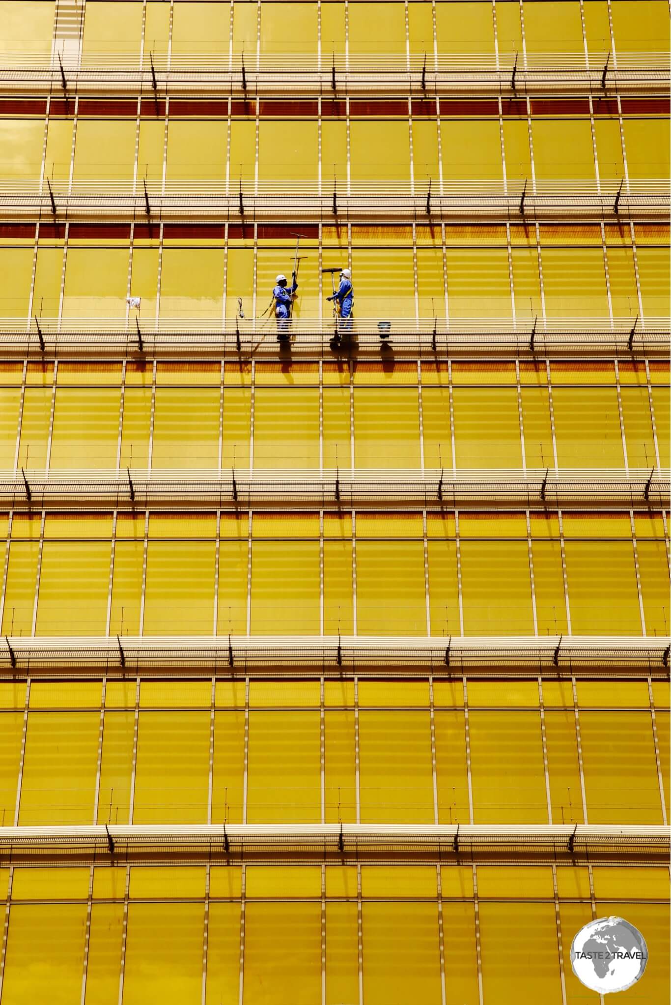 Window cleaners at the Radisson Blu Hotel in Doha.