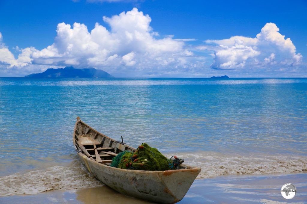 The view from Beau Vallon beach towards Silhouette Island.