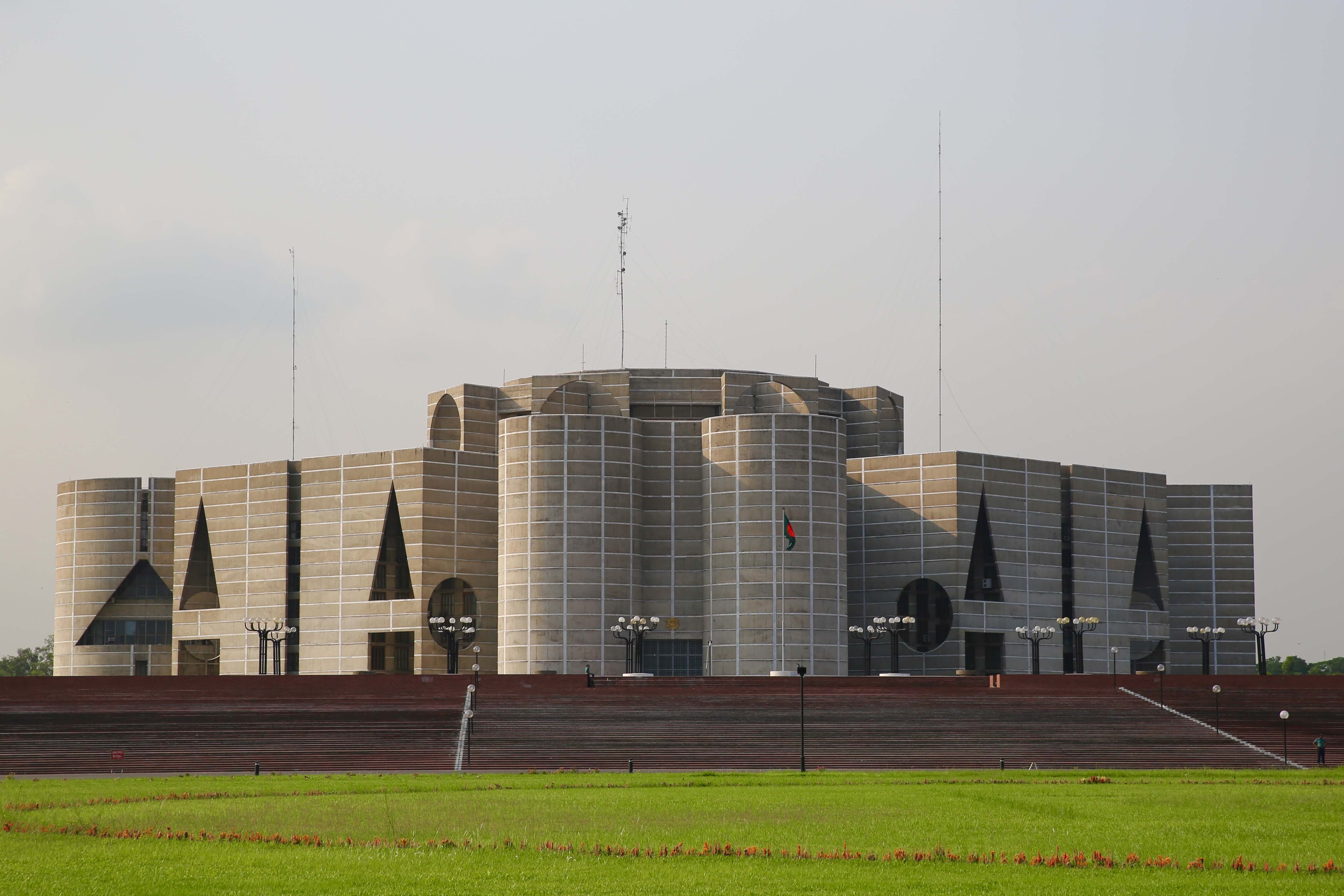 The National Parliament House in Dhaka. 