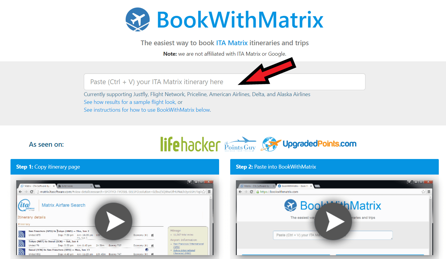 How to Book Cheap Flights: The 'Book With Matrix' website allows you to copy and paste an itinerary from the ITA Matrix which can then be converted and fed to a booking site.