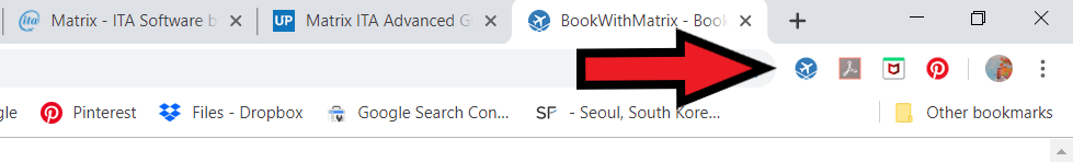 When you install the 'Book With Matrix' utility, a clickable booking button will be automatically added to your search bar.