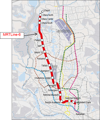 Currently under construction, the Dhaka MRT Line-6. Source: Mitsubishi.com