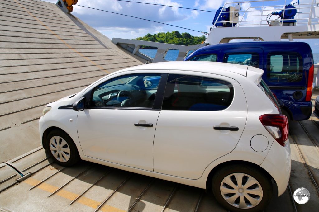 My rental car on the inter-island ferry.