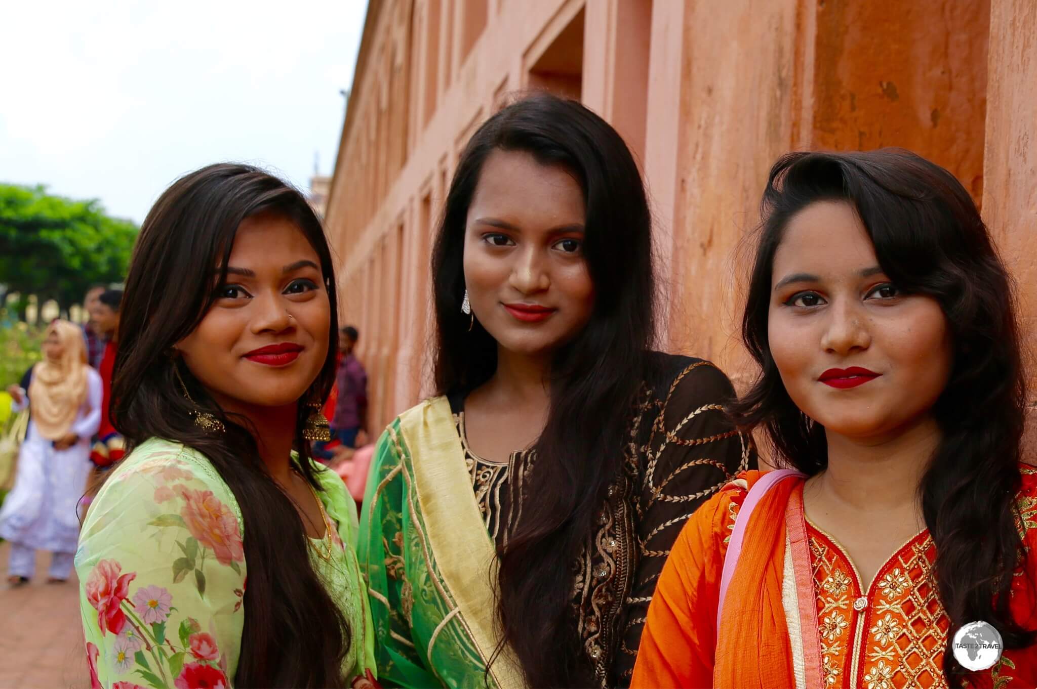 Bangladeshi girls looking resplendent in their Salwar Kameez at Lalbagh fort. 