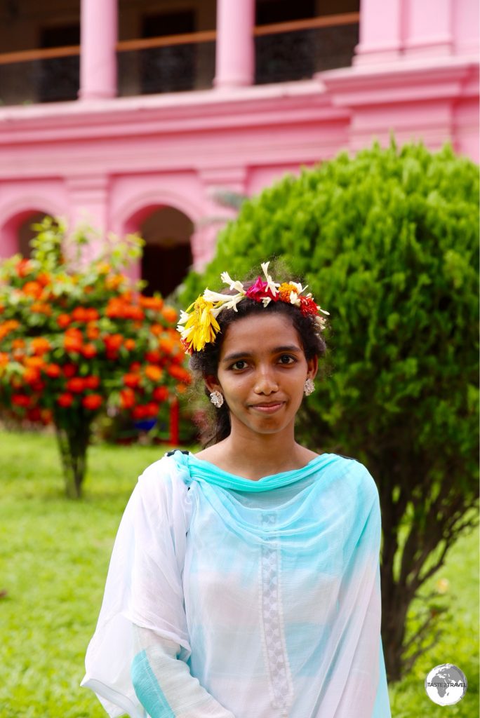 A local visitor to Ahsan Manzil.